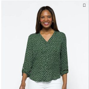 41 Hawthorn Green Polka dot Astrid Two Pocket Blouse XL